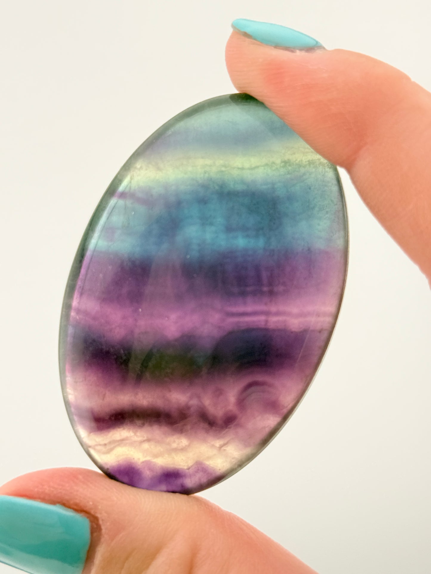 Blue Rainbow Fluorite Meditation Chakra Healing Palm Stone - Top Quality - NEW