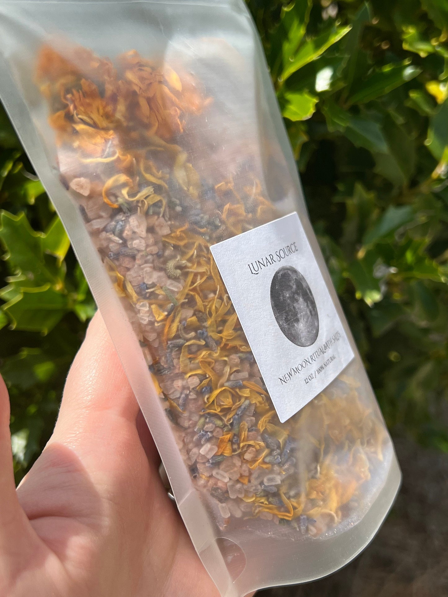 New Moon Ritual Bath Salts | New Beginnings Spiritual Witchy Energy Clearing Herbal Clear Quartz Crystal Bath Soak | Artemis Luna Goddess