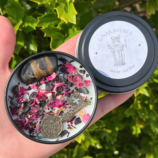 Hekate Dark Moon Goddess Candle | Hecate Witchcraft Pagan Queen Crossroad Keys Witches Witchcraft Herbal Intention Spell Ritual Altar Gift