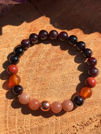 Energy & Vitality Bracelet | Chakra Healing Crystals | Grounding | Protection | Divine Love | Balance | Stamina | Motivation | Empowerment