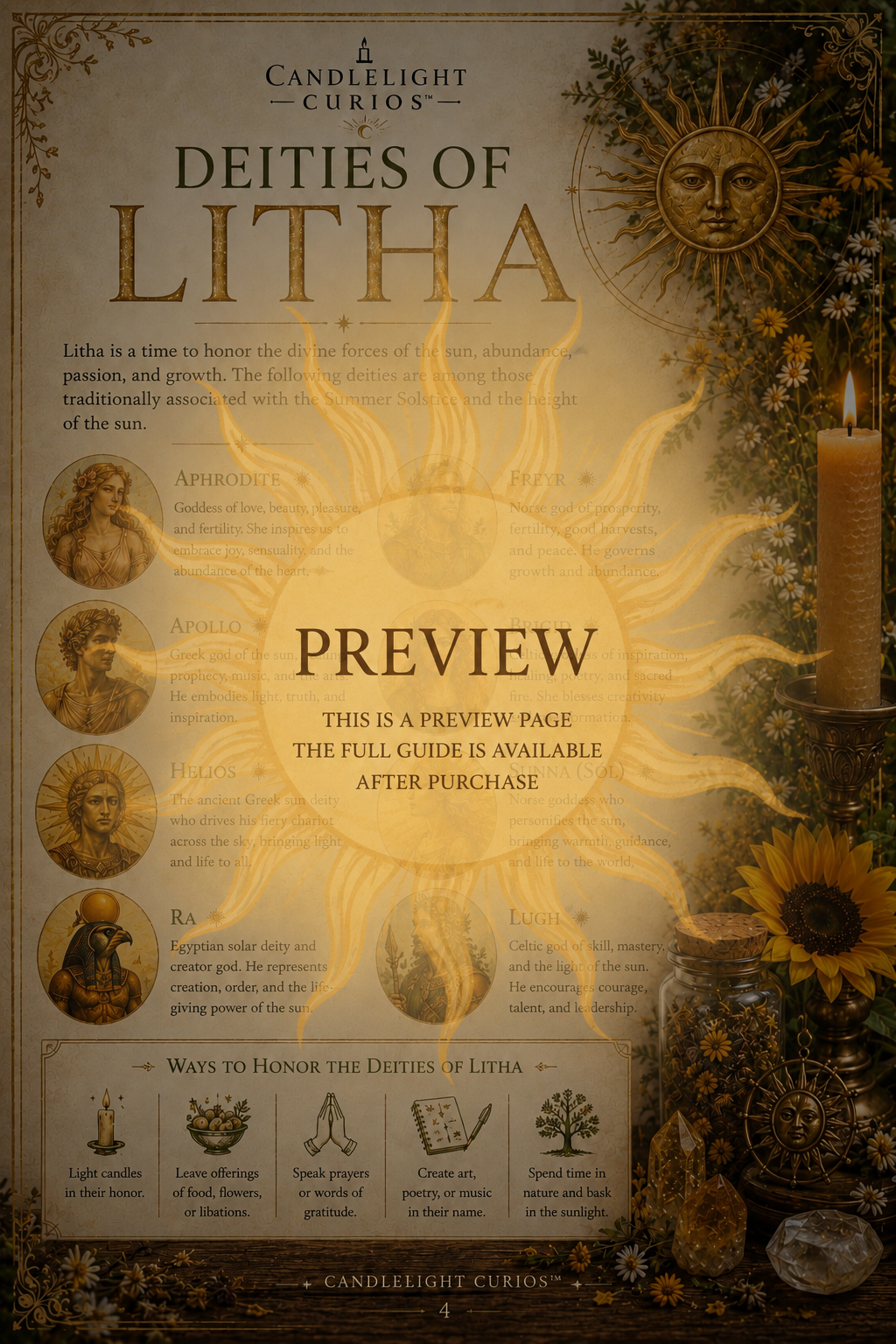Litha Summer Solstice Midsummer Grimoire Book of Shadows Pages Digital Guide | 20-Page Printable Sabbat Workbook | Wheel of the Year PDF