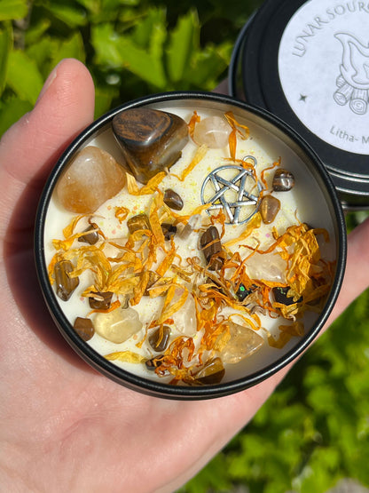 Litha Summer Solstice Candle | Midsummer Sun Spell Solar Celebration Intention Pagan Sabbat Ritual Altar Tool Crystal Stone Scented Soy Gift