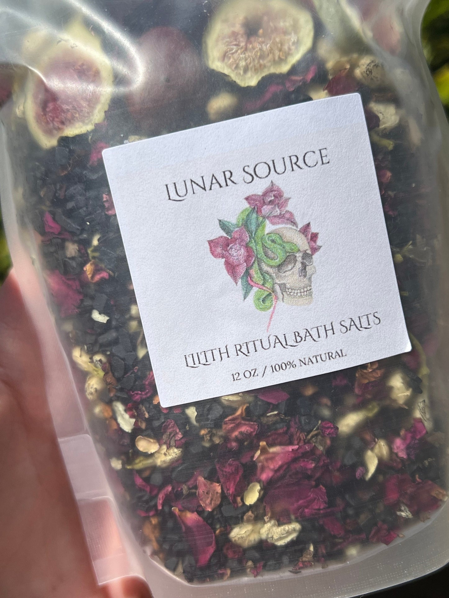 Lilith Ritual Bath Salts | Dark Moon Goddess Offering Lilit Temptress Witchy Devotional Pagan Deity Herbal Carnelian Crystal Black Salt Soak