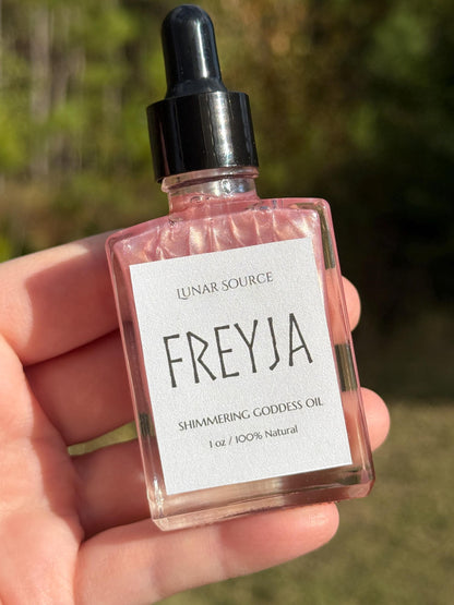 Freya Luxury Shimmering Body Perfume Oil Nordic Goddess of Love Seidr Magic Freyja Witchcraft Altar Ritual Spell Deity Intention Pagan Gift