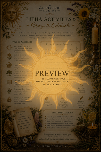 Litha Summer Solstice Midsummer Grimoire Book of Shadows Pages Digital Guide | 20-Page Printable Sabbat Workbook | Wheel of the Year PDF
