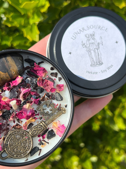 Hekate Dark Moon Goddess Candle | Hecate Witchcraft Pagan Queen Crossroad Keys Witches Witchcraft Herbal Intention Spell Ritual Altar Gift