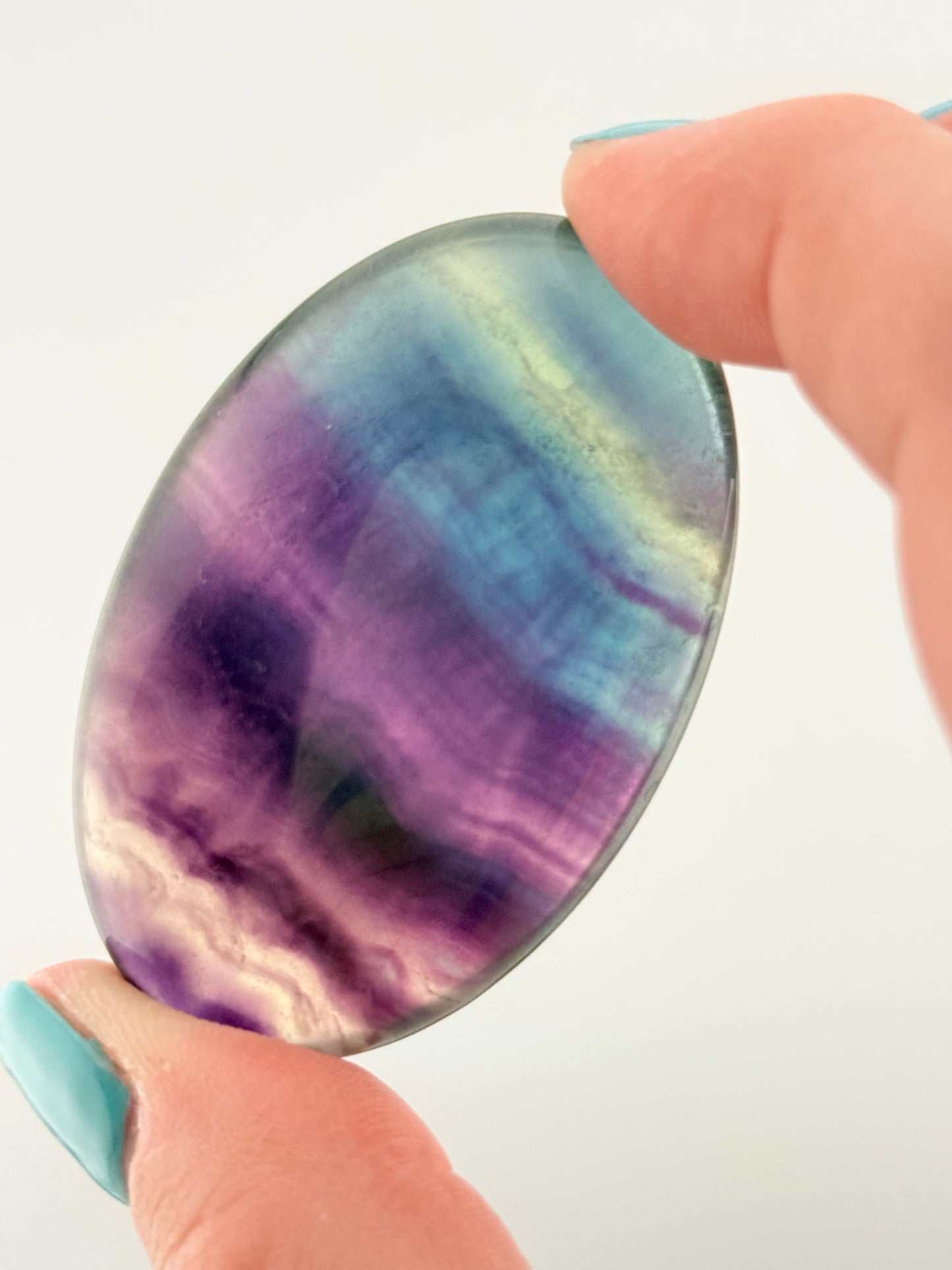 Blue Rainbow Fluorite Meditation Chakra Healing Palm Stone - Top Quality - NEW