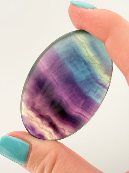 Blue Rainbow Fluorite Meditation Chakra Healing Palm Stone - Top Quality - NEW