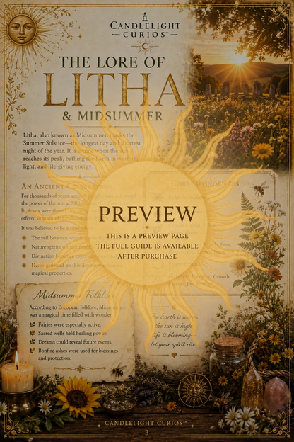 Litha Summer Solstice Midsummer Grimoire Book of Shadows Pages Digital Guide | 20-Page Printable Sabbat Workbook | Wheel of the Year PDF