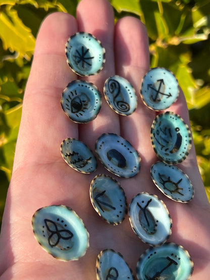LIMITED EDITION Sea Magick 13 Witches Runes Set | Ocean Mermaid Magic Wicca Pagan Witchcraft | Divination Atlar Tool Beach Decor Gift Supply