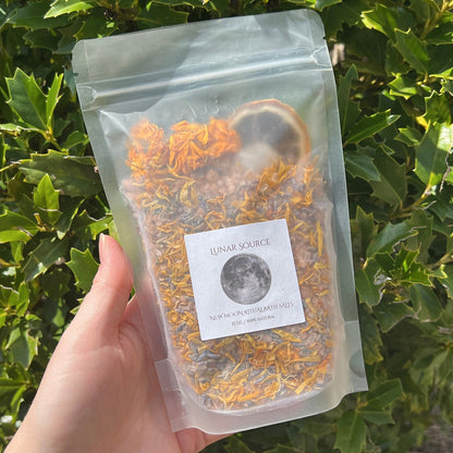 New Moon Ritual Bath Salts | New Beginnings Spiritual Witchy Energy Clearing Herbal Clear Quartz Crystal Bath Soak | Artemis Luna Goddess