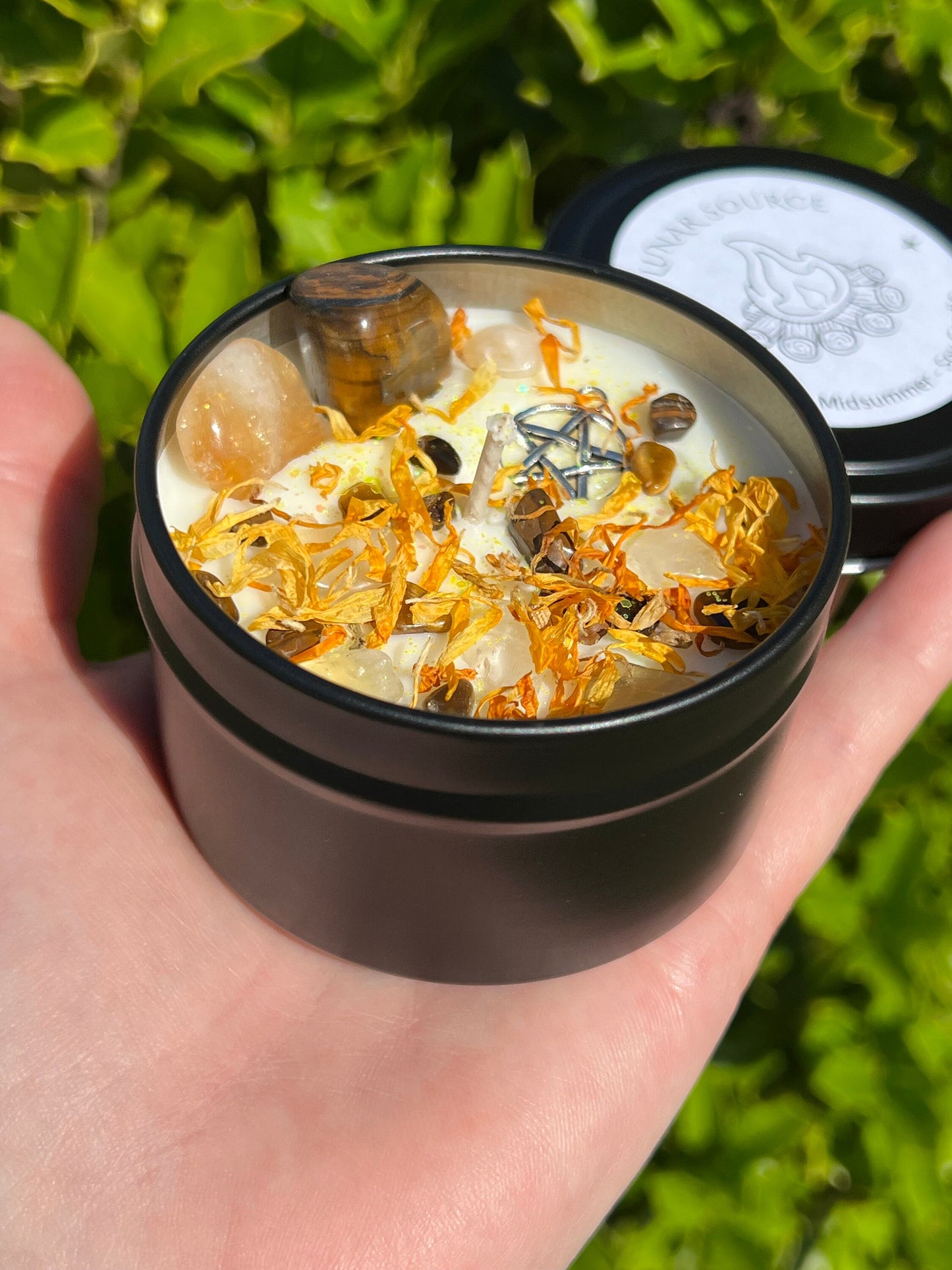 Litha Summer Solstice Candle | Midsummer Sun Spell Solar Celebration Intention Pagan Sabbat Ritual Altar Tool Crystal Stone Scented Soy Gift
