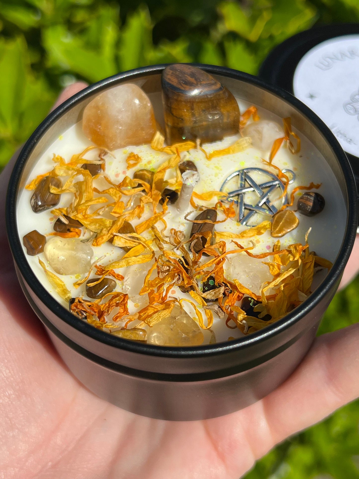 Litha Summer Solstice Candle | Midsummer Sun Spell Solar Celebration Intention Pagan Sabbat Ritual Altar Tool Crystal Stone Scented Soy Gift